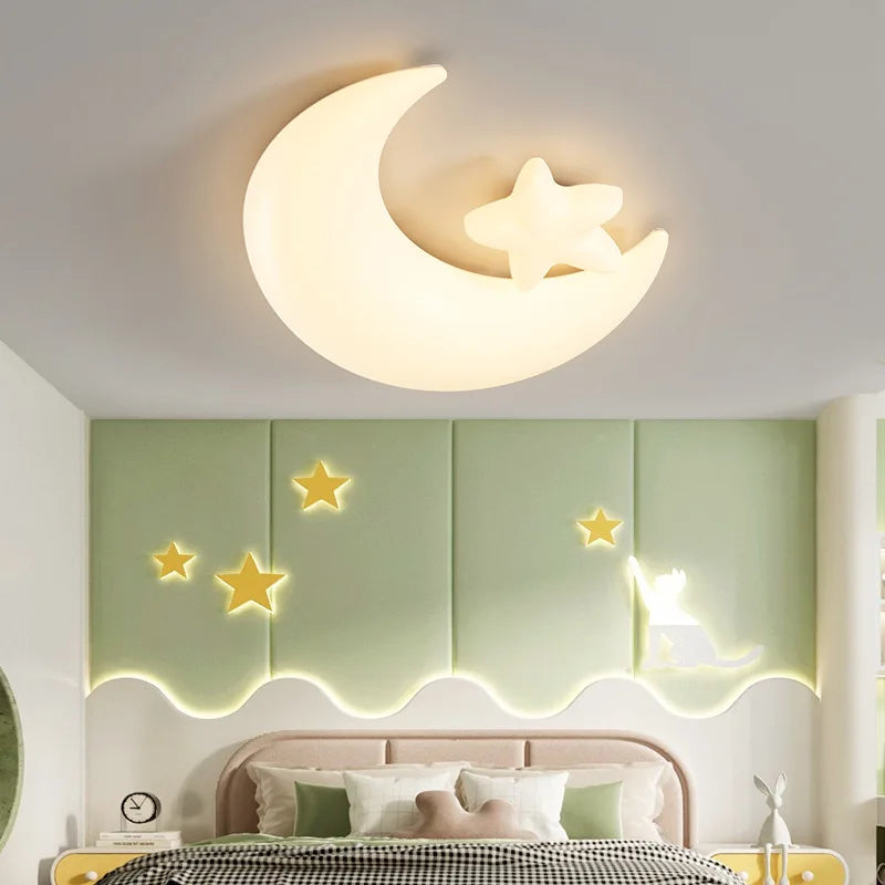 Cartoon Children's Ceiling Lamp Bedroom Ceiling Light Astronaut Star Cloud Moon Lights for Girl Boy Student Baby Room Lighting - vue 4 sur 9