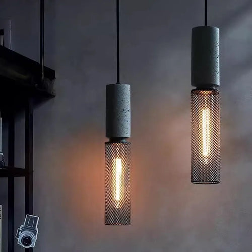 Lampe LED industrielle suspendue rétro à plusieurs têtes en ciment - vue 5 sur 15