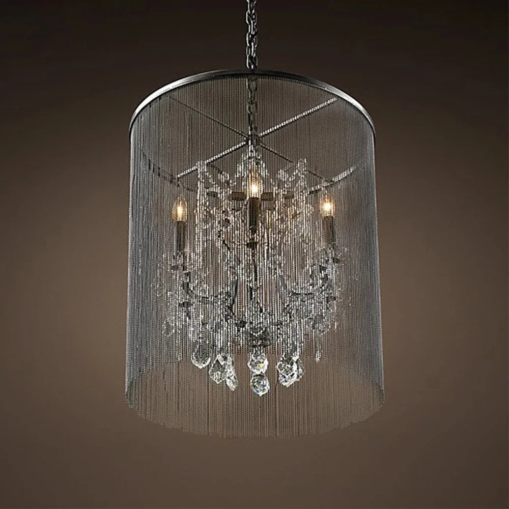 lustre traditionnel à éclairage led avec cristaux fumés - vue 3 sur 5