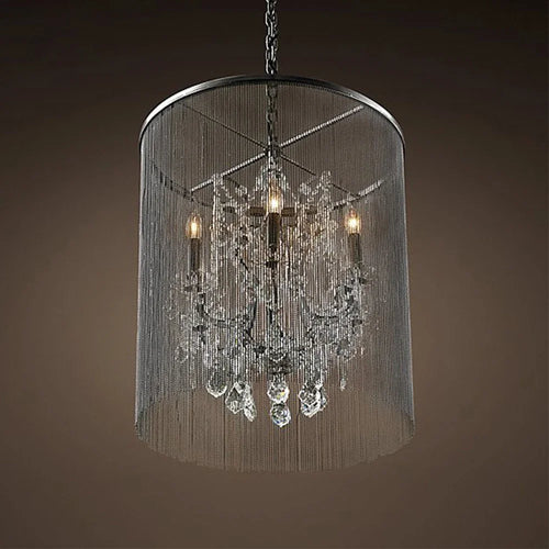 lustre traditionnel à éclairage led avec cristaux fumés - vue 3 sur 5