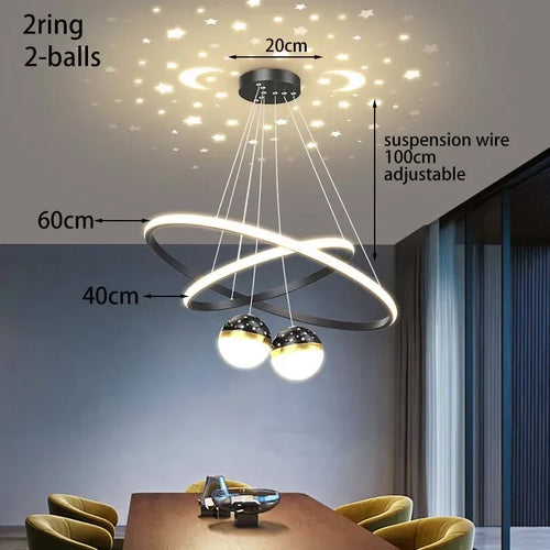 lustre led moderne ciel étoilé pour décoration intérieure - vue 12 sur 14