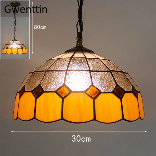 suspension en verre teinté style tiffany pour décoration intérieure - vue 16 sur 26