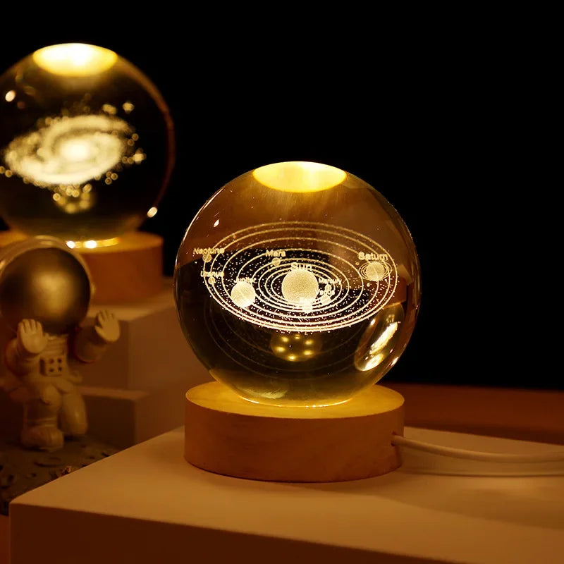 boule de cristal 3D système solaire planète lumineuse cadeau passionnés espace - vue 6 sur 10