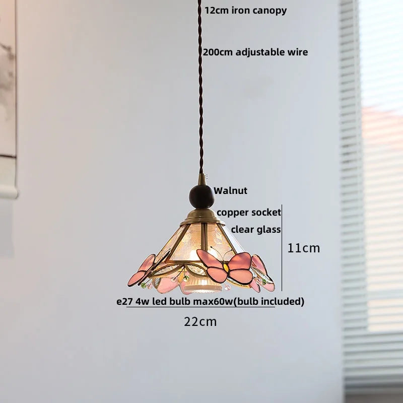 suspension en verre coloré avec fil de bois réglable moderne - vue 13 sur 25