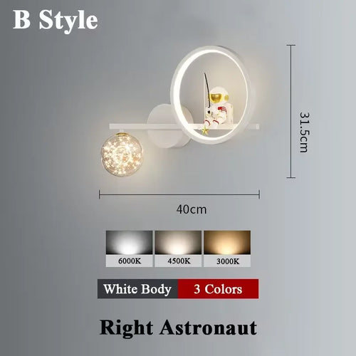 applique murale led créative lune astronaute décoration pour enfant - vue 12 sur 23