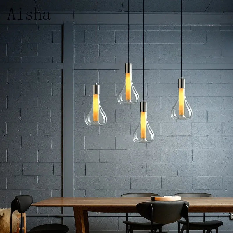suspension en verre italien pour restaurant et bar décoratif - vue 3 sur 8