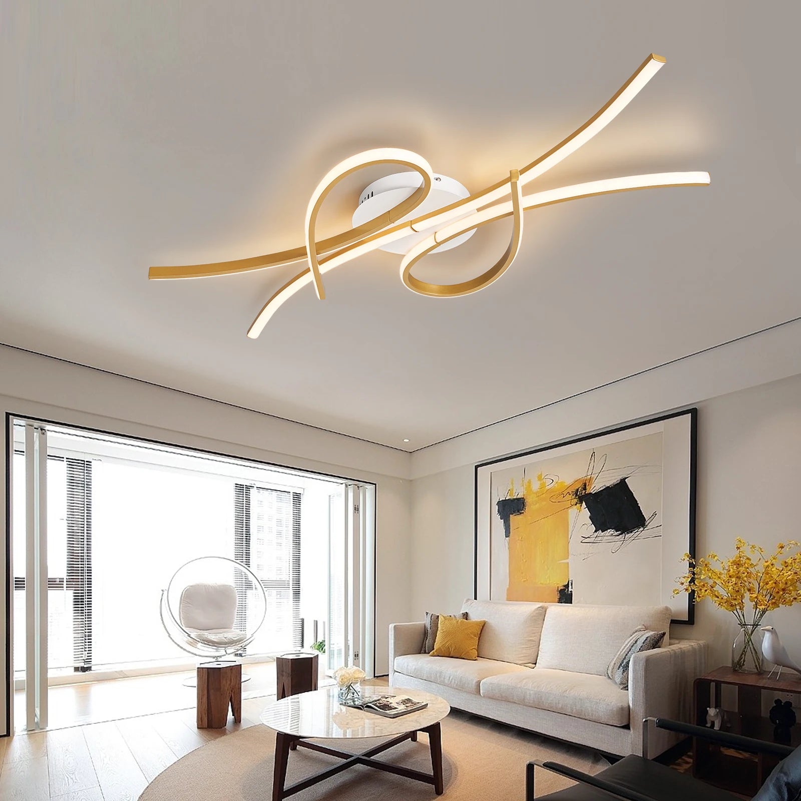 Modern Alexa LED Chandelier For Smart Home, Used In Living Room, Bedroom, Study, Lampara Technology Black/gold Modern Chandelier - vue 3 sur 10