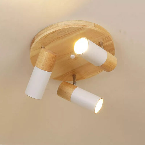 Plafonnier LED en bois au design nordique moderne - vue 2 sur 9