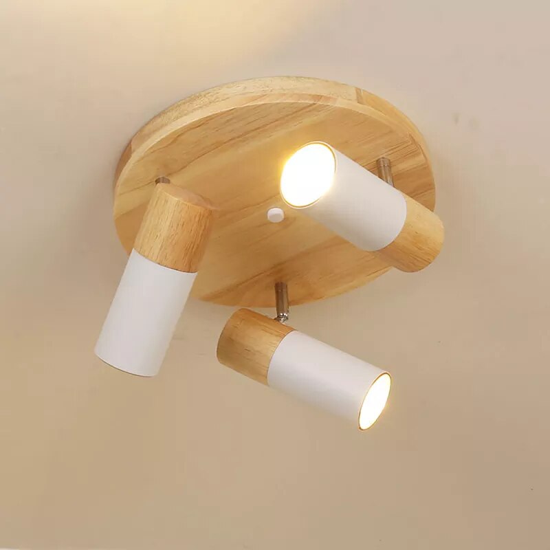 Plafonnier LED en bois au design nordique moderne - vue 1 sur 9