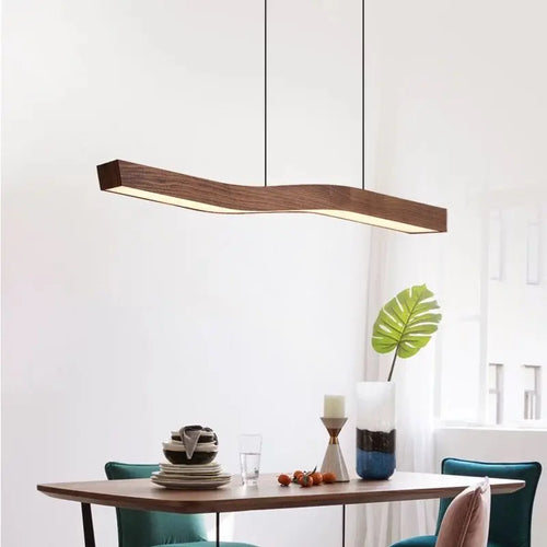 lampe suspendue minimaliste en imitation bois et métal à intensité réglable - vue 2 sur 8