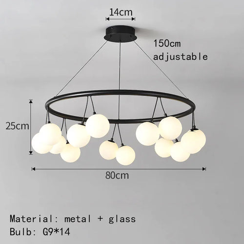lustre moderne en verre éclairage suspendu réglable design élégant - vue 8 sur 10