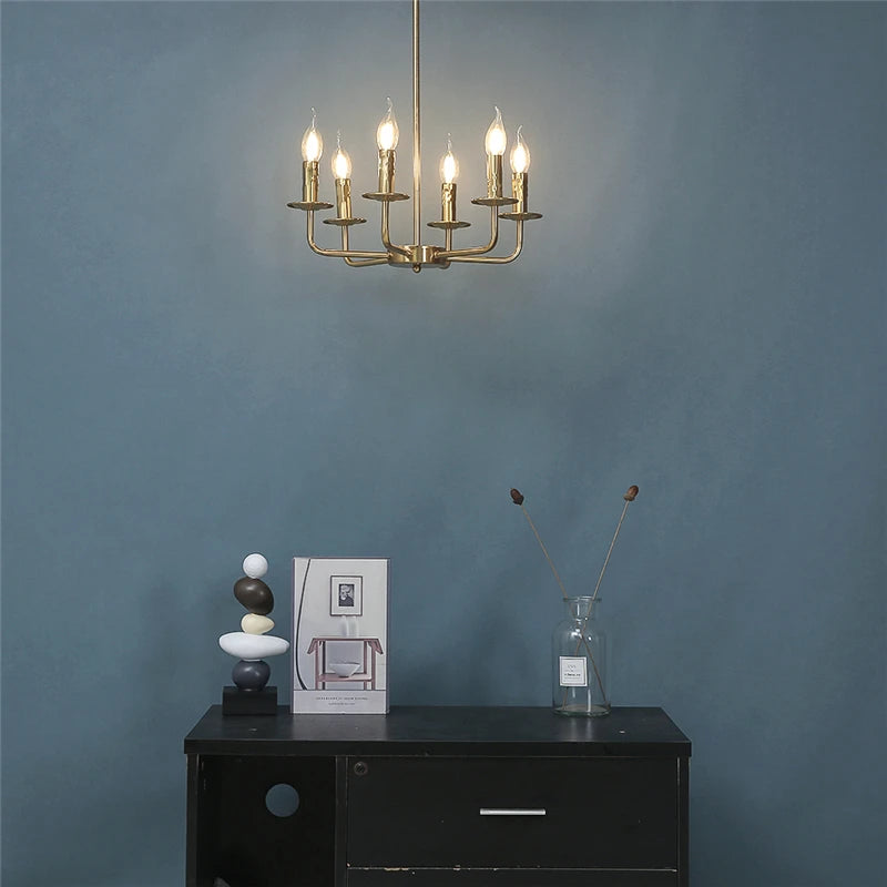 lustre moderne en fer design bougie à led créatif et luxueux - vue 2 sur 8