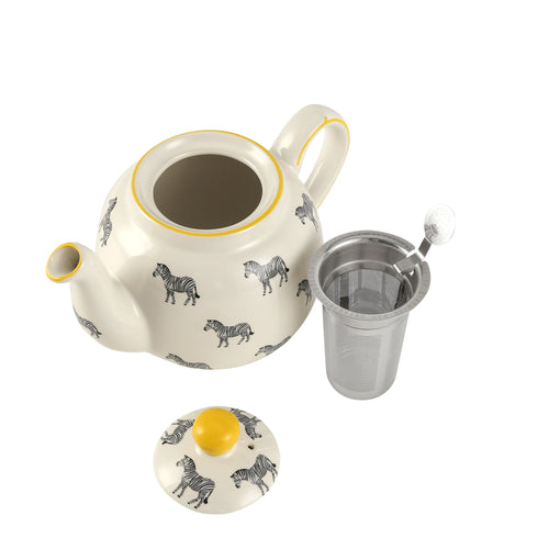 Theiere ceramique motif zebre avec infuseur inox - vue 5 sur 5