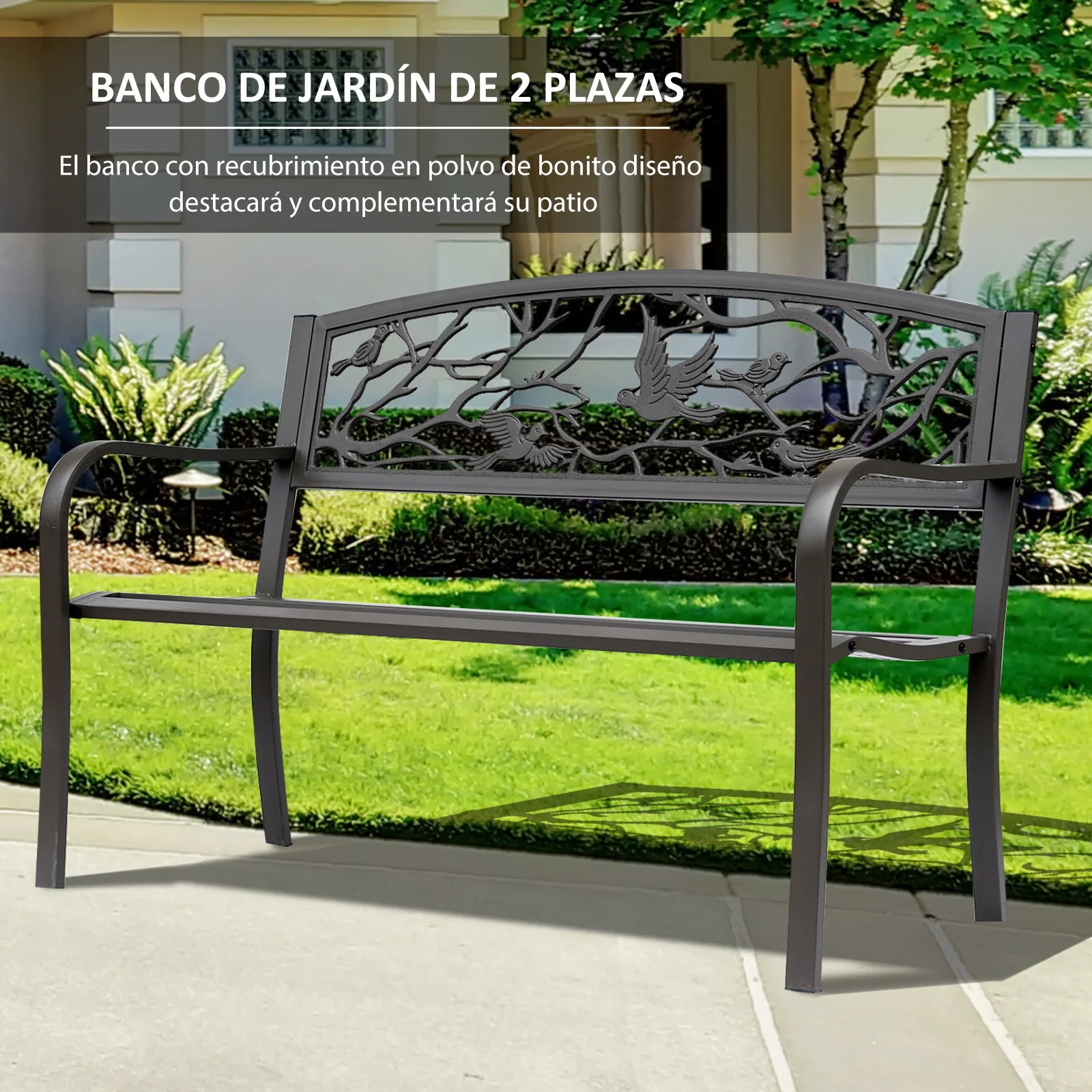 banc de jardin marron avec dossier animal design élégant et confortable - vue 5 sur 6