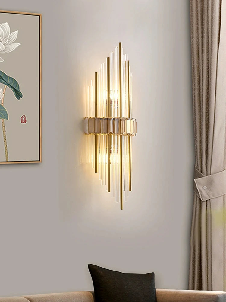 applique murale moderne en acier inoxydable et cristal décoratif - vue 5 sur 14