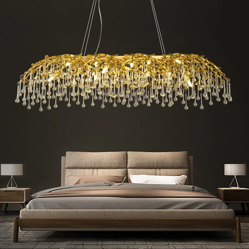 lustre en cristal de luxe design goutte de pluie élégant - vue 3 sur 10