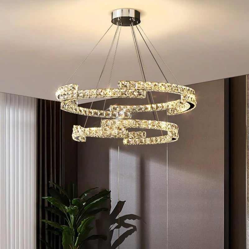 lustre led en cristal design luxe pour décoration intérieure - vue 1 sur 14