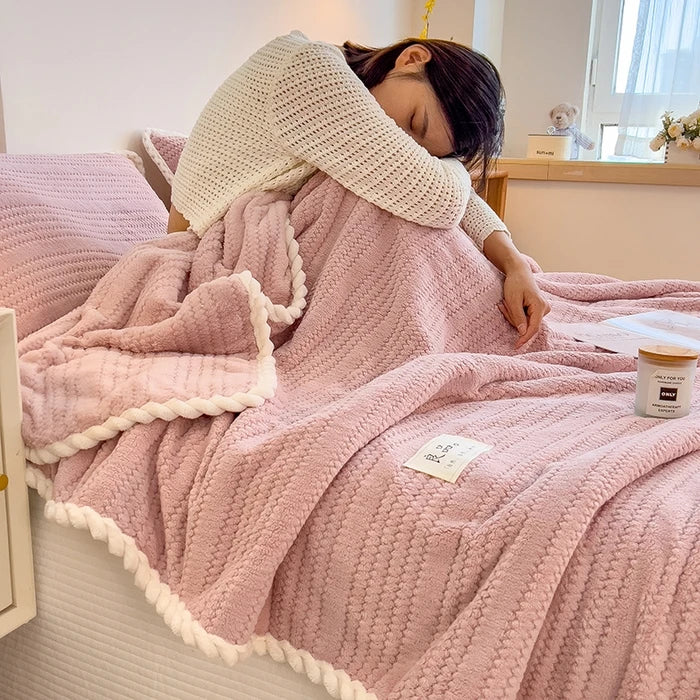 plaid polaire doux couvre lit salon chambre uni - vue 7 sur 7