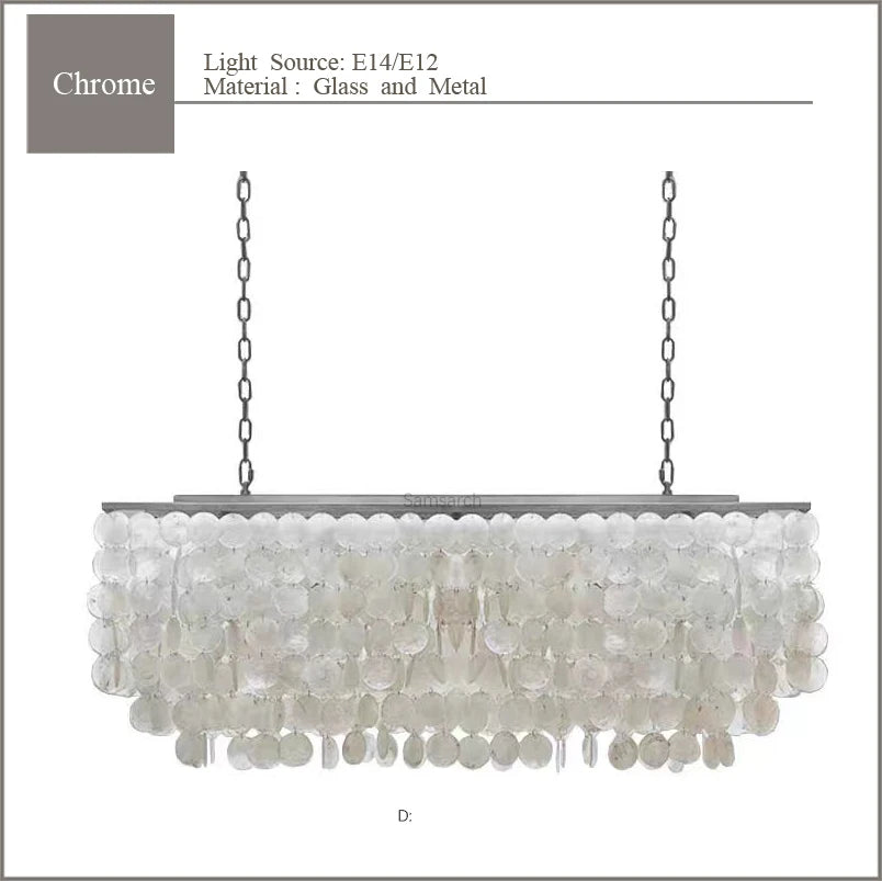 2024 Modern simple living room Scandinavian shell dining room romantic light luxury checkroom B&B rectangular suction chandelier