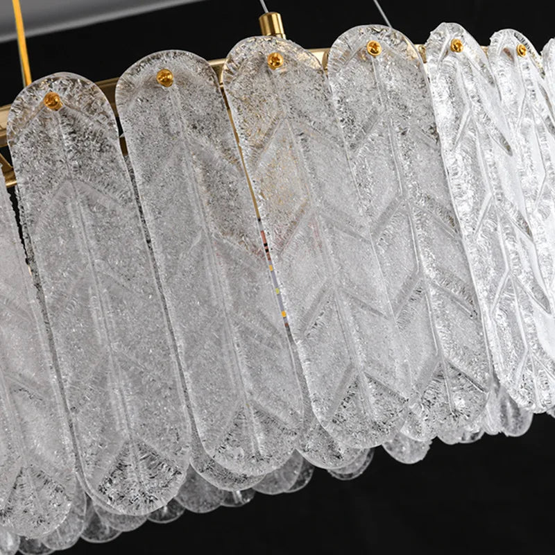 lustre nordique moderne en verre led avec suspension en cristal - vue 5 sur 8