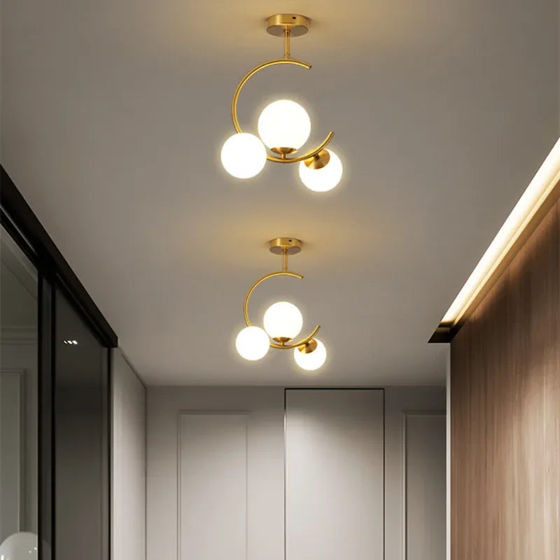 220V 110V Small Chandelier Nordic Round Pendant Light Gold Glass Ball Light for Living Room Dinning Room Kitchen Bedroom - vue 3 sur 16