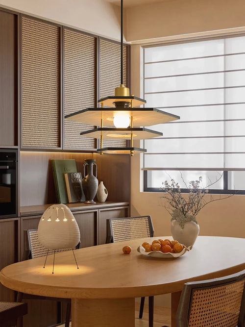 lustre en bois massif de style médiéval pour restaurant rétro - vue 2 sur 10