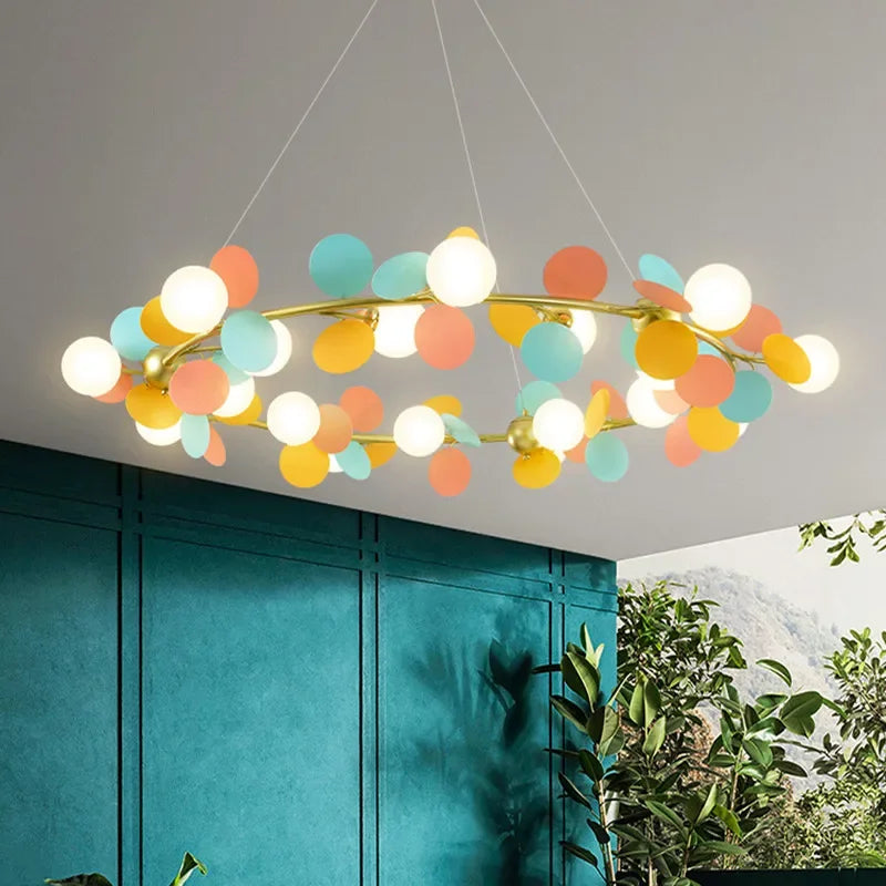 lustre moderne en verre design raisin doré luminaires suspendus - vue 6 sur 18