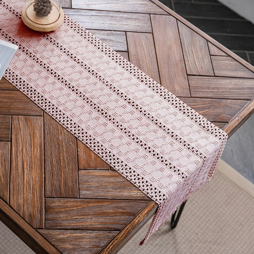 Chemin de table brodé style français franges déco - vue 5 sur 6