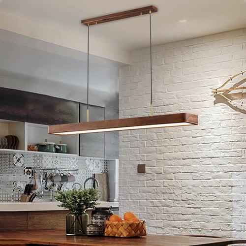 suspension moderne à led en bois avec télécommande pour table et bar - vue 3 sur 8