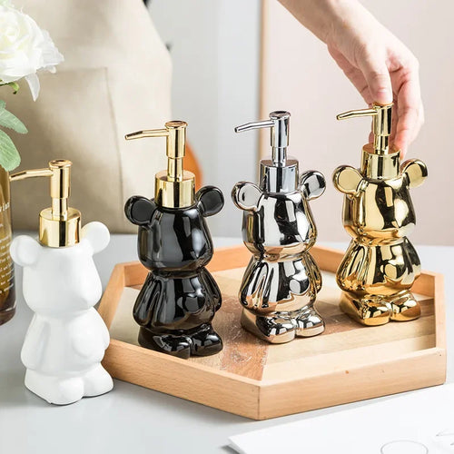 bouteille d'émulsion créative ours galvanisé distributeur 200 ml décoratif - vue 2 sur 10
