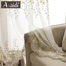 Voilage brodé fleurs style pastoral pour salon chambre