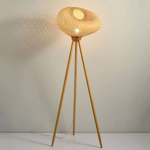 lampadaire japonais retro art en bambou pour intérieur élégant - vue 4 sur 9