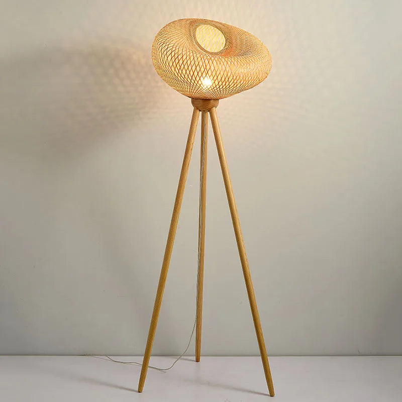 lampadaire japonais retro art en bambou pour intérieur élégant - vue 4 sur 9