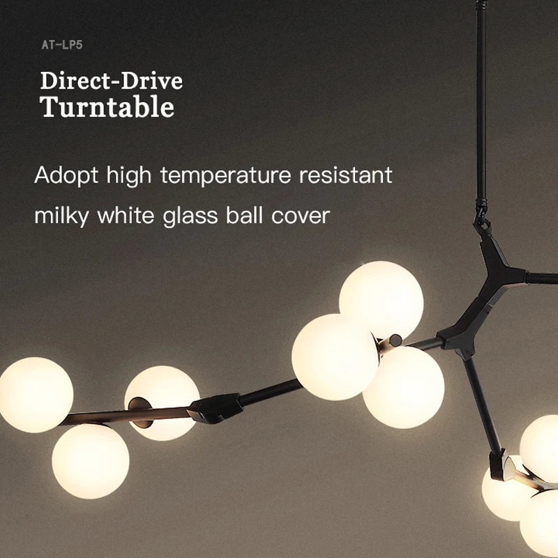 lustre nordique moderne led avec boules de verre - vue 10 sur 12