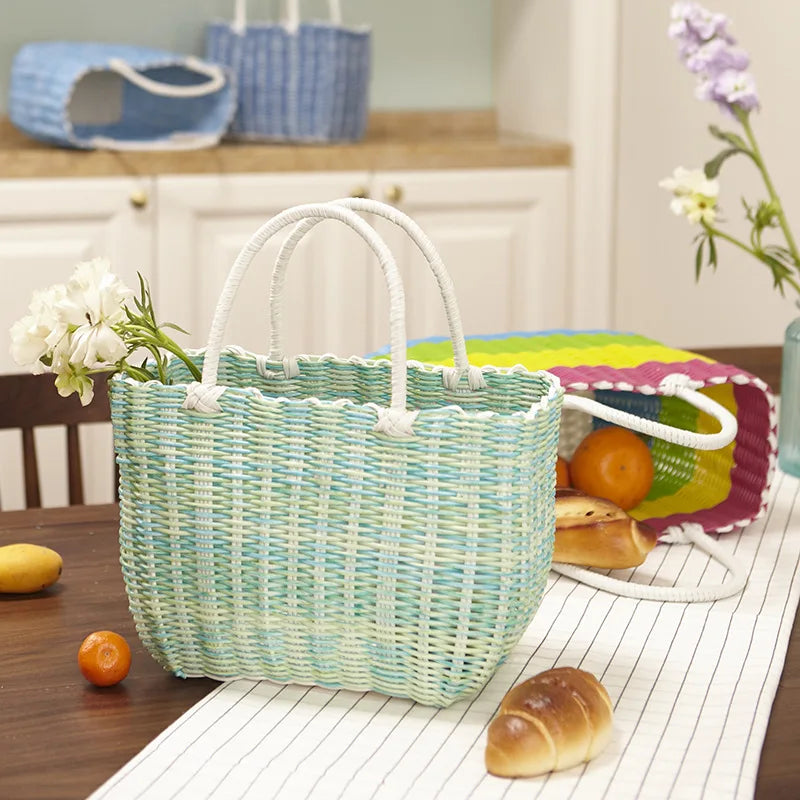 panier tissé imitation rotin pour pique-nique en extérieur - vue 4 sur 22