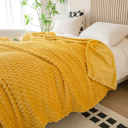 plaid doux moelleux motif carreaux couvre lit canape - vue 8 sur 7