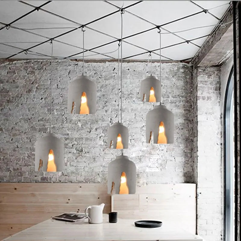 suspension rétro style loft lampe led en ciment pour restaurant et bar - vue 4 sur 8