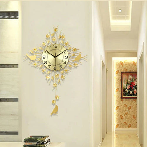 horloge murale à pendule design européen en métal unique - vue 5 sur 19