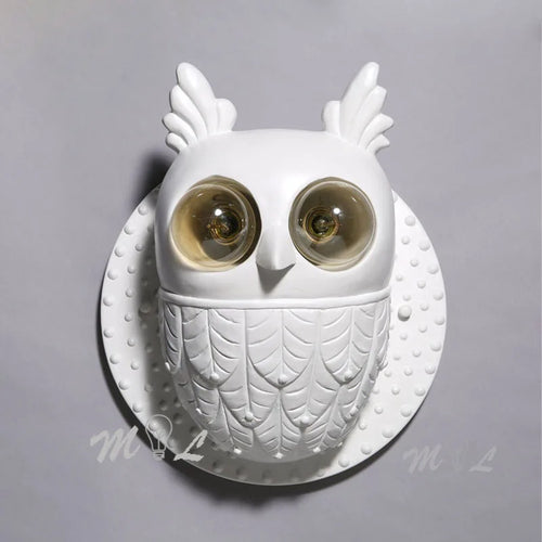 applique murale hibou créative en résine à LED - vue 3 sur 8