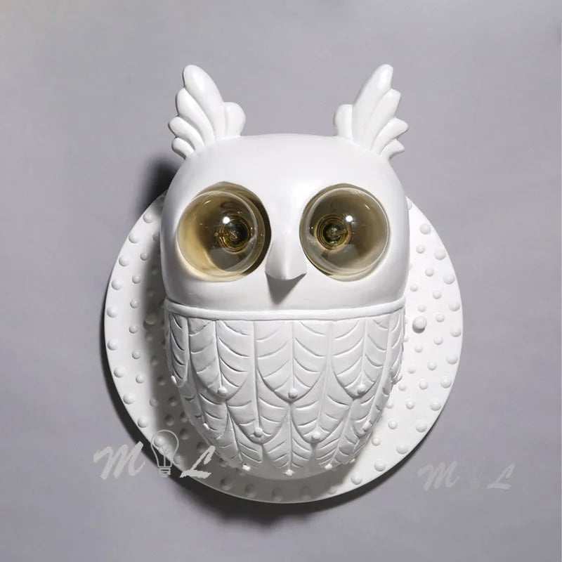 applique murale hibou créative en résine à LED - vue 3 sur 8