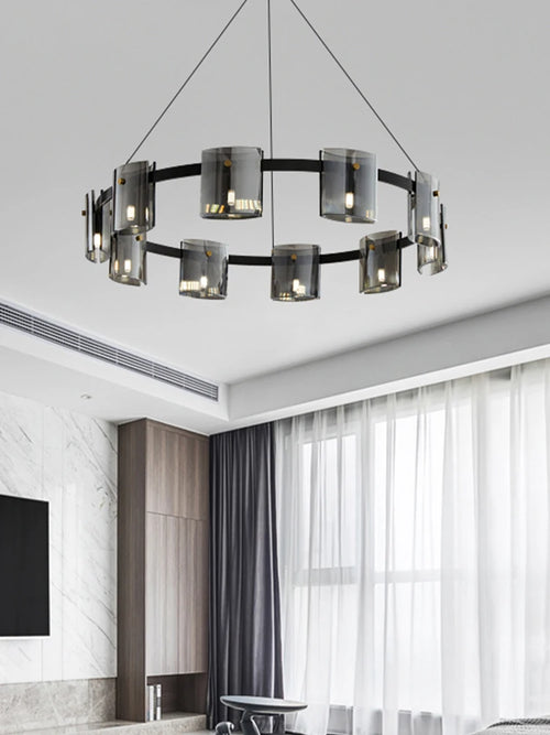lustre moderne en verre pour éclairage design élégant - vue 2 sur 14
