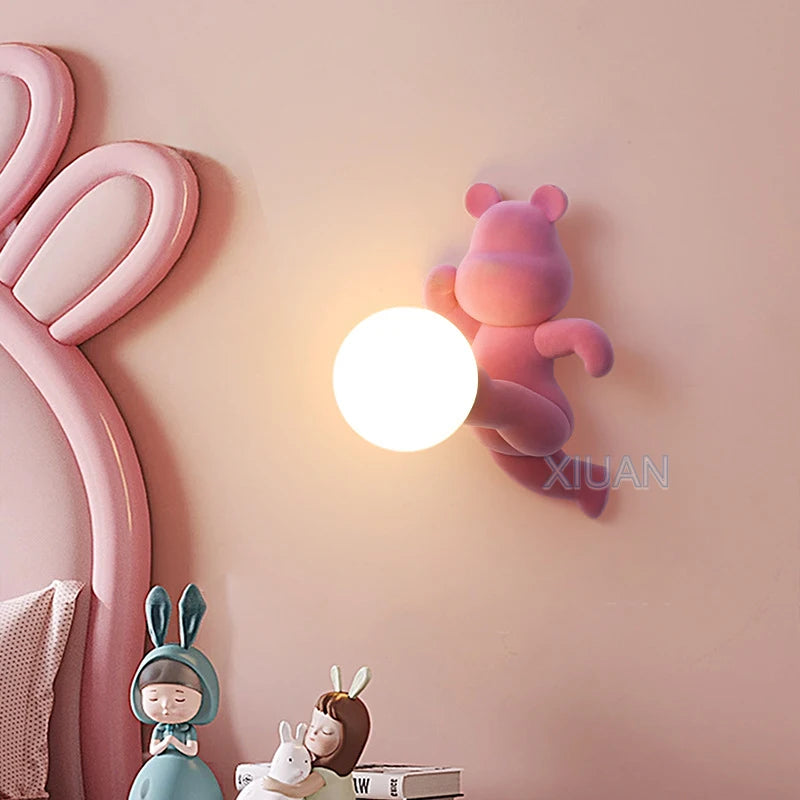 applique murale ours en résine et verre pour enfant - vue 3 sur 18