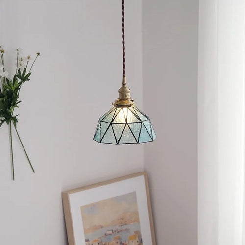 suspension design nordique vintage en laiton et verre - vue 2 sur 9