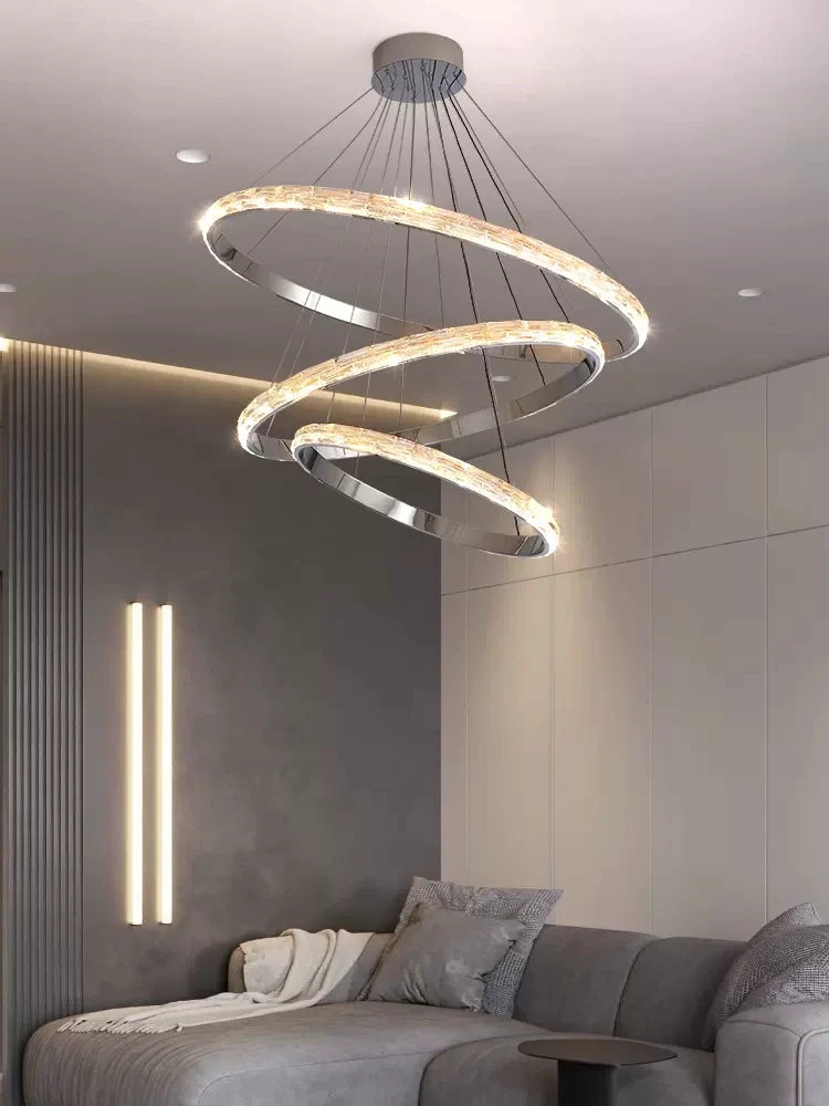 suspension en cristal luxueuse en acier inoxydable moderne - vue 4 sur 12