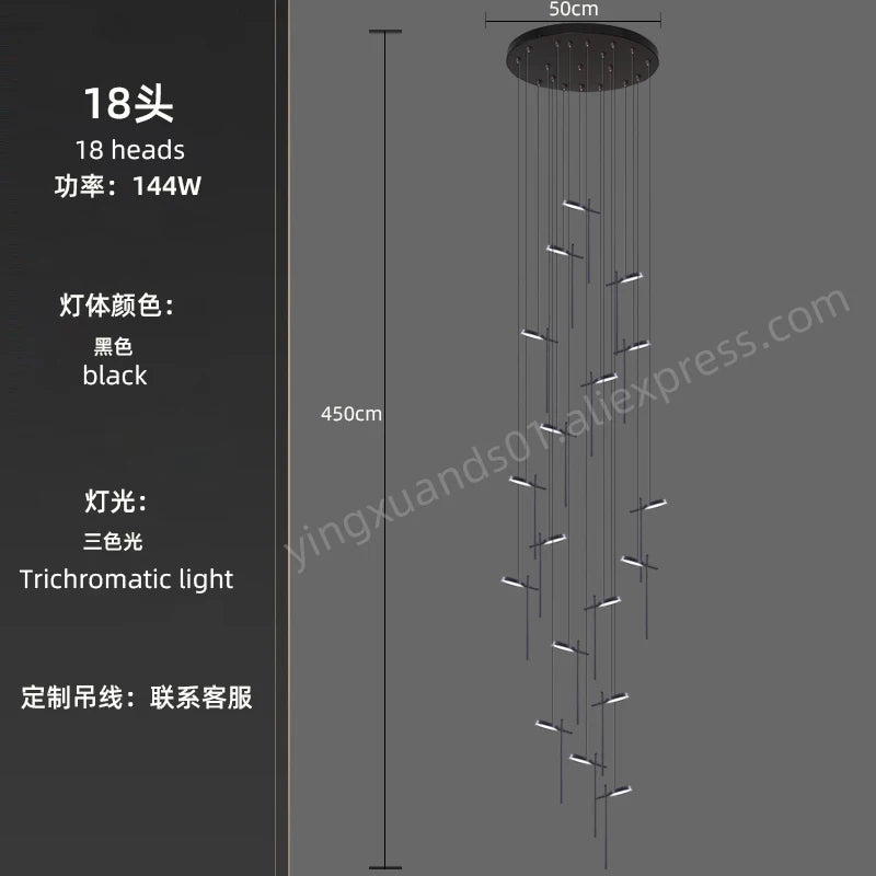 lustre moderne suspendu en acrylique design créatif 2023 à LED - vue 13 sur 17