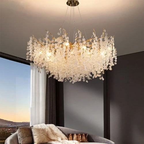 lustre en cristal doré style européen décoration intérieure élégante - vue 4 sur 13