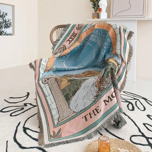 Plaid nordique motif paysage pastoral pour canapé salon - vue 3 sur 7