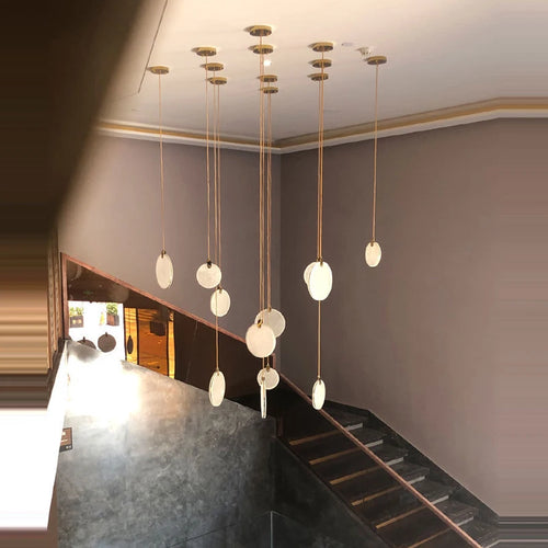 Lustre artistique LED en marbre doré à intensité réglable - vue 3 sur 25