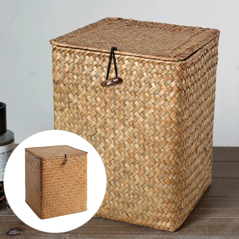 panier de pique-nique vintage en osier tissé à la main avec couvercle - vue 5 sur 7