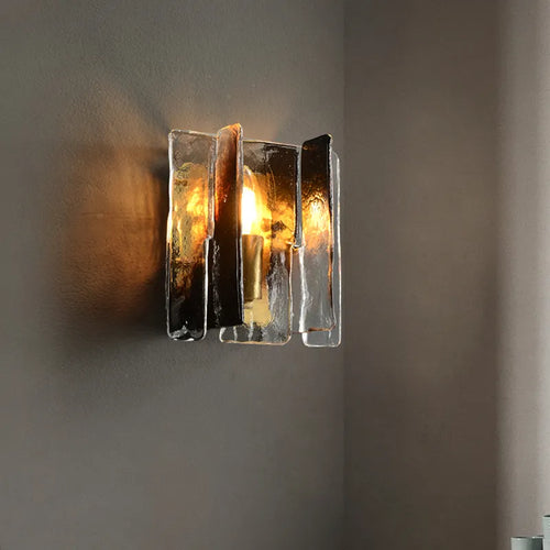 Applique murale en cuivre et verre teinté - vue 2 sur 7
